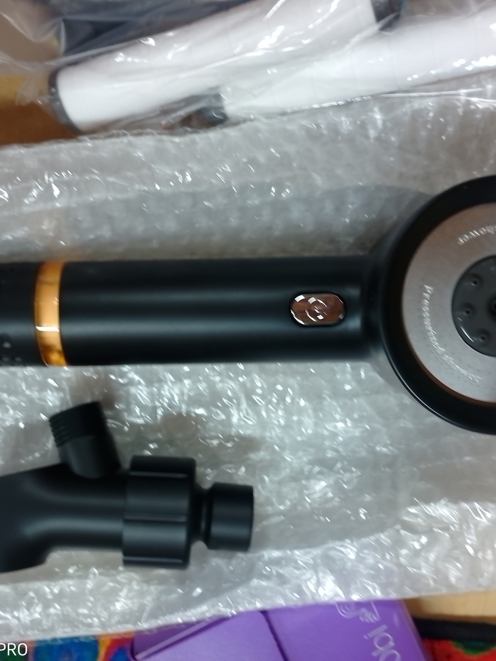 Matte Black Handheld Shower Head with Rose Gold Accents